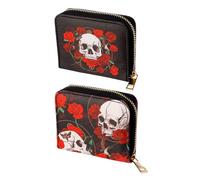 Puckator PUR119 Petit portefeuille zippé Motif crânes et roses, mixte