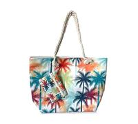 Puckator Sac de plage - Palmiers multicolores et mini pochette avec fermeture éclair