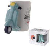 Puckator Scooter rétro tasse avec poignée, céramique, vert