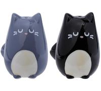 Puckator Sel et Poivre Set Chat Noir/Gris Céramique Multi, Hauteur 7 cm Largeur 5 cm