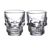 Puckator Set de 2 verres à shot tête de mort et roses en verre – 60 ml
