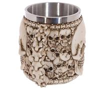 Puckator SK247 Chope de décoration avec Crânes Résine Blanc/Beige/Gris 10 x 14 x 10,5 cm