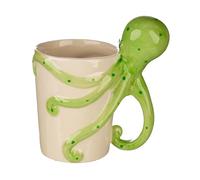 Puckator Mug céramique SMUG06 avec anse motif pieuvre par Lisa Parker Vert/Blanc