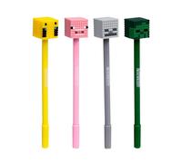 Puckator Minecraft Stylo de décoration (cochon/abeille/zombie/squelette) - Excellent cadeau pour les étudiants de la part des enseignants - Cadeaux de fin de trimestre pour les élèves - Stylo comme