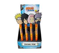 Puckator Stylo à encre effaçable avec pointe en PVC Naruto - Stylos à encre gel effaçables pour la rentrée scolaire - Stylo avec gomme en caoutchouc pour enfants, bureau, écriture et dessin