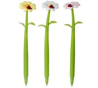 Puckator Stylo à pointe fine en forme de fleur de coccinelle - Stylo mignon et esthétique anti-taches pour l'école, le bureau, l'écriture, le dessin, le journal - Essentiels de collage - Ensemble de