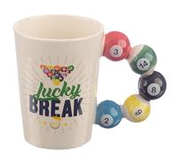 Puckator Tasse en céramique avec poignée en forme de boules de billard multicolore, hauteur 11 cm, largeur 14,5 cm, profondeur 8,5 cm