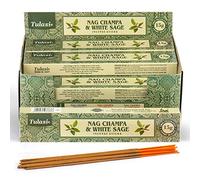 Puckator Tulasi Lot de 12 bâtons d'encens - Parfum sauge blanche - Bâtonnets d'encens spirituels - Cadeaux de méditation zen - Bâtons d'encens biologiques - Insense - Insencesticks - Bâtons parfumés