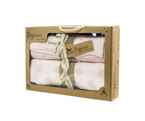 Puckdaddy Juna | Coffret cadeau bio | Motif à pois et étoiles en rose | Coffret cadeau nouveau-né pour la naissance | 2 couvertures bébé (75x74cm) | 100% coton | Testé OEKO-TEX