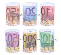 Puco Tirelire en fer avec image de dollar euro, 13 cm (H) x 8,5 cm (diamètre), unisexe pour enfants, économie d'argent pour enfants, organisateur de rangement à domicile