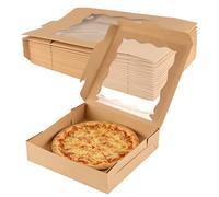 PUCSIQ Lot de 15 boîtes de transport solides pour muffins, gâteaux et pâtisseries, 25,4 x 25,4 x 6,3 cm, marron, avec fenêtre transparente, grand format