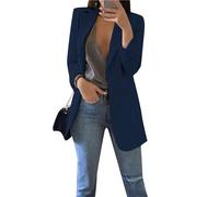 PUDANA Dames Casual Manches Longues Veste Basique Manches Longues Costumes Open Front Business Blazer Bleu Nevy XL