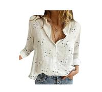PUDANA Femmes Basic Chemise De Plage Business Automne Blouse Unicolore Printemps Chemises Blanc Étoilé XS