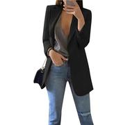 PUDANA Femmes Basic Couleur Unie Blazers Bureau Combinaisons Manches Longues Vestes Elégantes Ouvertes Devant Noir M