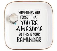 PUDDING CABIN Cadeau inspirant pour femme - Plat à bagues « You're Awesome So This is Your Remind » - Cadeau d'anniversaire unique pour femme, amie, maman, sœur, collègue
