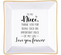 PUDDING CABIN Cadeau pour nièce de la part d'une tante - Plat à bijoux en céramique pour nièce, plateau à bijoux, cadeau de Noël, d'anniversaire pour nièce, cadeau de Saint-Valentin pour nièce