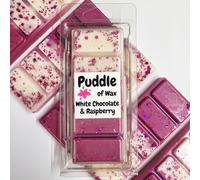 Puddle of Wax - Barre de cire de soja au chocolat blanc et à la framboise - 50 g - Convient aux végétaliens - Fabriqué au Royaume-Uni