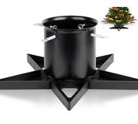 PUDO Pied de Sapin de Noel: Support Pied Sapin de Noël avec réserve d'eau, Pied de Sapin avec roulettes Metal pour Arbres jusqu'à 2 m de Tronc 3 à 12 cm - Christmas Tree Stand Star Noir