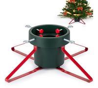 PUDO Pied de Sapin de Noel: Support Pied Sapin de Noël avec réserve d'eau, Pied de Sapin avec roulettes Metal pour Arbres jusqu'à 2,5 m de Tronc 4,5 à 14,5 cm - Christmas Tree Stand Star Rouge Vert