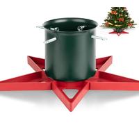 PUDO Pied de sapin de Noel: support pied sapin de Noël avec réserve d'eau, pied de sapin avec roulettes metal pour arbres jusqu'à 2 m de tronc 3 à 12 cm - Christmas Tree Stand Star rouge