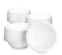 Puedno Lot de 100 bols à soupe jetables écologiques - 260 ml - En carton - Vaisselle jetable en canne à sucre - Bol à soupe bio - Blanc