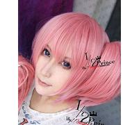 Puella Magi Madoka Magica.Kaname Madoka Perruque courte avec 2 clips pour queue de poney pour fête anime Cosplay + bonnet comme sur la photo