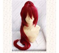 Puella Magi Madoka Magica.Sakura Kyouko perruque de Cosplay de cheveux synthétiques rouges avec une puce longue queue de cheval amovible + bonnet de perruque comme image