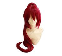 Puella Magi Madoka Magica.Sakura Kyouko Red Synthetic Hair Cosplay Wig With A Chip Long Removable Ponytail + Wig Cap