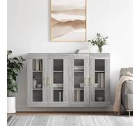 PUEOSZX Buffet Meuble d'exposition Armoire de cuisine Organisateur pour la maison Polyvalent Armoire murale Sideboard 2 pcs Meuble de salon Grand espace de rangement Gris Sonoma 69,5 x 34 x 90 cm