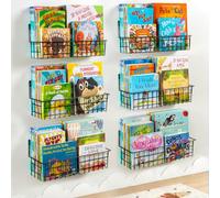 PUERSI Etagere Murale Enfant, Bibliothèque Murale, Etagere Murale Livre | 6 Etagere livre Murale pour Chambre d’Enfants, Rangement pour Livres, Filles et Garçons, Bébé - Noire
