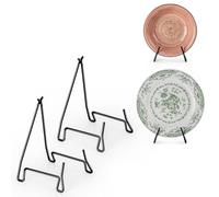 PUERSI Lot de 2 Support Assiette, 7,5 Pouces Support Assiette Decorative en Métal, Présentoir à Bols, Pour Bols Profonds, Plats, Photos, 13,2 x 13,2 x 19 cm (Pour Articles < 8,9 cm de Profondeur)