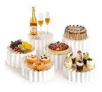 PUERSI Lot de 6 Rehausseurs de Buffet, Presentoir Aperitif Buffet Pliable | pour Fêtes, Support Gateau en Acrylique et en Carton - Blanc