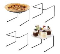 PUERSI Support à Pizza avec Semelles Antidérapantes, 4 Pièces, Présentoir en Métal Noir pour Plateaux à Pizza, Idéal pour Fêtes, Mariages, Repas Familiaux ou Restauration