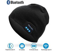 PUERSIT Bonnet d'hiver Bluetooth Bonnet Casque sans fil bonnet en tricot Homme Femme Cachemire Cadeau de Noël-Noir