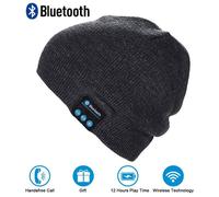 PUERSIT Bonnet d'hiver Bluetooth Bonnet Casque sans fil bonnet en tricot Homme Femme Cachemire Cadeau de Noël-Gris