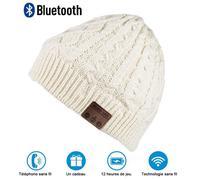 PUERSIT Bonnet d'hiver Bluetooth Bonnet Casque sans fil bonnet en tricot Homme Femme Cachemire Cadeau de Noël-Blanc