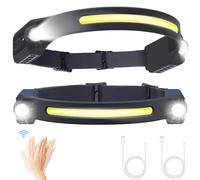 puersit Lampe Frontale Rechargeable LED 2pcs Lampe Torche Frontale avec 6 Modes Détecteur de Mouvement 260 Degrés Étanche IPX4 USB C pour Pêche, Camping, Randonnée
