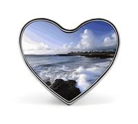 Puerto Rico - Broche de plage en alliage d'aluminium en forme de cœur mignon pour vêtements de mode Broche en forme de cœur Broche exquise en métal pour vêtements sacs décoration