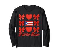 Puerto Rico Girl Coquette Bow Hispanic Heritage Manche Longue