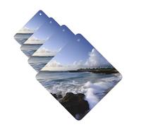 Puerto Rico - Lot de 4 cartes de désodorisants personnalisés pour voiture de plage, cadeaux pour homme et femme, tablettes d'aromathérapie, cartes parfumées à suspendre pour armoire, salle de bain