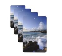 Puerto Rico - Lot de 4 cartes de désodorisants personnalisés pour voiture de plage, cadeaux pour homme et femme, tablettes d'aromathérapie, cartes parfumées à suspendre pour armoire, salle de bain