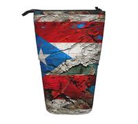 Puerto Rico Trousse à crayons rétractable verticale avec drapeau de Porto Rico pour stylos, crayons et petits objets, Noir , Taille unique, Trousse de maquillage