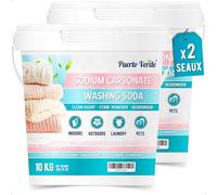 Puerto Verde • Carbonate de Sodium 2x10 Kg. Production de Savon et de Détergent Maison. Dégraissant, Détachant et Désodorisant. Carbonate de Soude Pur d'Origine 100% Naturelle. Production Européenne.