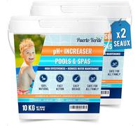 Puerto Verde • pH + Plus pour Piscines 2x10 Kg. Élévateur de pH+ Adapté aux Spas. Correcteur de pH Plus en Format Granulé. Cuillère de Dosage Incluse. Seau Hermétique. Production Européenne.