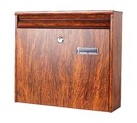 PUFAHAU Boîte De Dons Boîte Aux Lettres Simple Boîte Aux Lettres en Métal Boîte De Dépôt Rectangulaire Boîte À Colis Créative en Bois Texturé avec 2 Clés Et Serrure Boîte À Suggestions