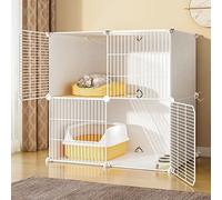 PUFAHAU Cage pour Chat - Enclos pour Chat, Parc pour Animaux De Compagnie À Monter Soi-Même, Filet en Métal avec Porte pour Lapins, Hérissons, Chats Et Cochons d'Inde - Comprend（White-75-49-73Cm）