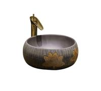PUFAHAU Lavabo De Salle De Bain, Lavabo À Poser Vintage, Lavabo Carré Brossé, Lavabo Rond, Lavabo en Céramique d'art Chinois, Meuble-Lavabo