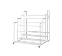 PUFAHAU Support À Tapis De Yoga Grande Capacité avec roulettes, Organisateur De Rangement Mobile en Métal pour Tapis De Fitness, Idéal pour Les Salles De Sport, Les Pet(Blanc)