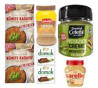 PUFAI Dubai Chocolat Kids Kadayif Fils de pâte Convient pour Kadayıf 250 g, 2 lots de 2 avec crème pistache 200 g + 2 chocolats 60 g + crème noisette 350 g + tahini 290 g