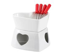 Pufei Tasse à fondue au chocolat en forme de cœur de 320 ml - Ensemble chauffe-beurre en céramique pour fêtes, nuits confortables, cadeaux